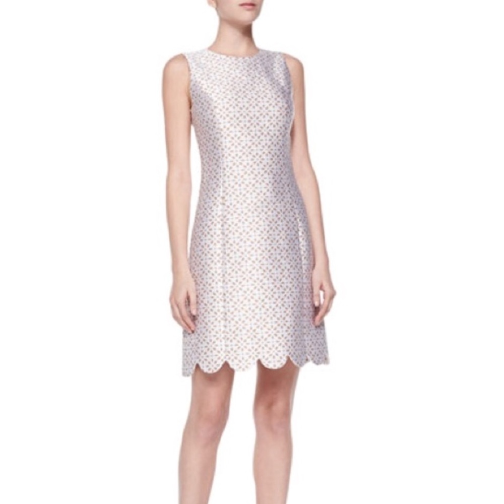 Michael Kors Collective Dress Scallop Hem Jacquard